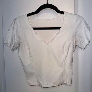 Lululemon Athletica White V-Neck Short Sleeve Tee